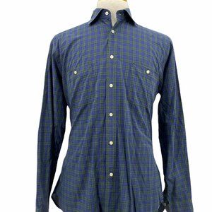 Lochlane Men's Casual Long Sleeve Button Down Shirt Blue Plaid Size Large L